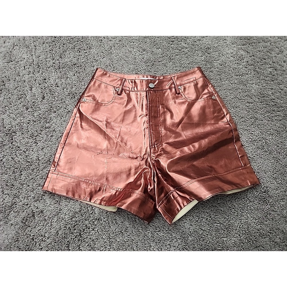 Buddy Love Court Shorts Womens 27 Rose Gold Metallic Faux Leather High Rise